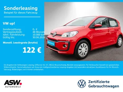 VW Volkswagen up! move up! 1,0 MPI RFK PDC Klima SHZ im Leasing von Null-Leasing