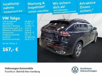 VW Volkswagen Taigo 1.5 TSI DSG R-Line Navi LED Heckleuchten Sitzheizung Leichtmetallfelgen 1.5 TSI im Auto Abo von LeasingTime