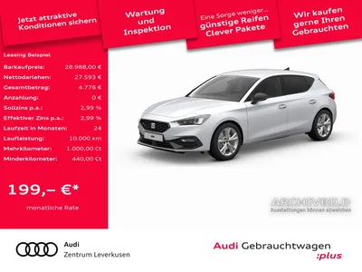 Seat Seat Leon FR DSG PDC CARPLAY ACC NAVI KAM SHZ VIRT im Auto Abo von Null-Leasing