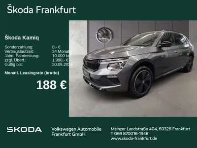 Skoda Skoda Kamiq Monte Carlo 1,0 TSI DSG AHK/ Navi/ elektr. im Leasing von Null-Leasing