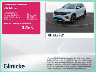VW Volkswagen T-Cross 1.0 TSI R-line Matrix AHK SiHz im Leasing von Null-Leasing