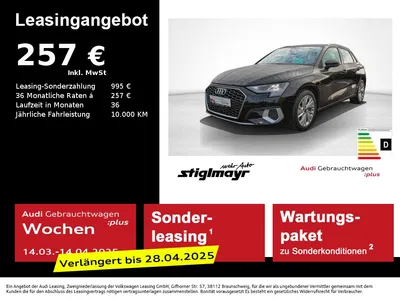 Audi AUDI A3 Sportback Advanced 35 TDI S-tronic KAM+NAVI im Auto Abo von Null-Leasing