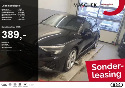 Audi Audi S3 Sportback B&O Pano VC Naviplus Black ACC Pano im Leasing von Null-Leasing