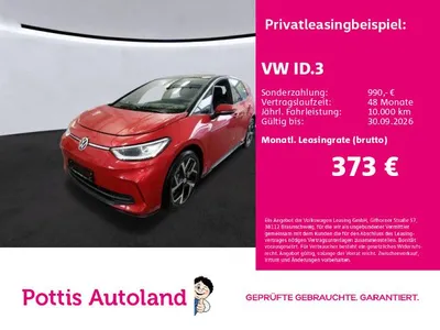 VW Volkswagen ID.3 PRO S NAVI KAMERA IQ.LIGHT SITZHZG DCC im Leasing von Null-Leasing