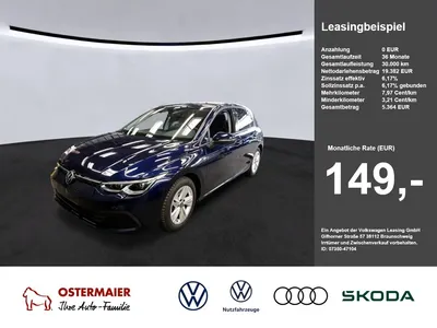 VW Volkswagen Golf VIII LIFE 1.5TSI 150PS ACC.5J-G.AHK.STHZG.K im Leasing von Null-Leasing