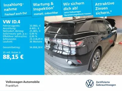 VW Volkswagen ID.4 Pure Performance mit Infotainment-Paket Navi IQ.LIGHT - LED-Matrix-Scheinwerfer Sprachbedienung im Auto Abo von LeasingTime