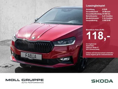 Skoda Skoda Fabia 1.5 TSI DSG 130 Edition 2xKLIMA ACC AUT FL im Leasing von Null-Leasing