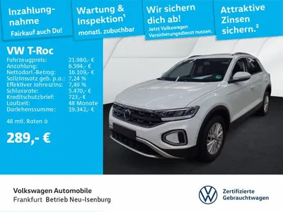 VW Volkswagen T-Roc 1.0 TSI Life Navi LaneAssist DAB+ LED d113cx im Auto Abo von LeasingTime