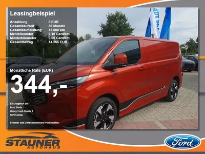 Ford Ford Transit Custom 320L1 Sport Elektro 70 KWH AHK B& im Leasing von Null-Leasing