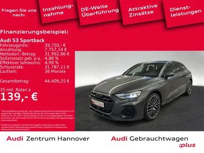 Audi Audi S3 Sportback 2.0 TFSI ACC Kamera virtual Navi im Auto Abo von Null-Leasing