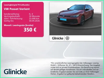 VW Volkswagen Passat Variant 2.0 TDI R-line "Signature" AHK St im Leasing von Null-Leasing