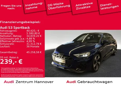 Audi Audi S3 Sportback 2.0 TFSI quattro Navi virtual Cockp im Auto Abo von Null-Leasing