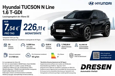 Hyundai Hyundai TUCSON 1.6 N Line I LED I Navi I Automatik I Rüc im Leasing von Null-Leasing