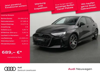 Audi Audi RS 3 Sportback PANO MATRIX KAM LEDER SPORTABGAS im Auto Abo von Null-Leasing