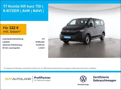 VW Volkswagen T7 Kombi KR kurz TDI | 9-SITZER | AHK | NAVI | im Leasing von Null-Leasing