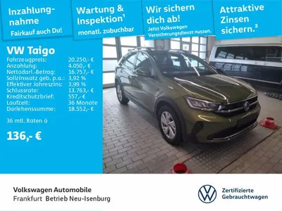 VW Volkswagen Taigo 1.0 TSI Life Navi LED Heckleuchten Sitzheizung Leichtmetallfelgen 1.0 TSI im Auto Abo von LeasingTime