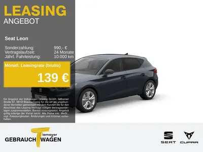Seat Seat Leon 1.5 TSI FR SIDE-ASSIST NAVI+ KAMERA im Leasing von Null-Leasing