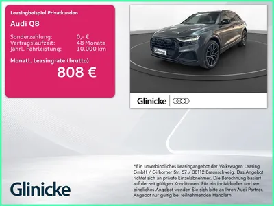 Audi Audi Q8 50 TDI qu. AHK Pano LM 22" B&O 360° Leder Hea im Leasing von Null-Leasing