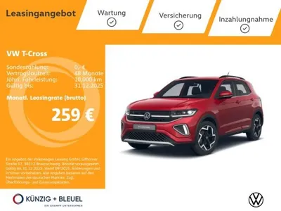VW Volkswagen T-Cross R-Line 1.5 TSI DSG+AHK+PDC+LED+REGENS.+APPCONNECT+SITZHZG Liefertermin März 26 im Auto Abo von LeasingTime