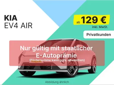 Kia Kia EV4 58 kWh AIR | 4000€ E-Auto Förderung einberechnet im Auto Abo von LeasingTime