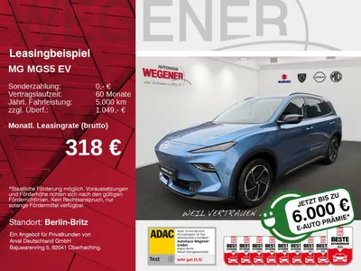 MG MGS5 EV Luxury Long Range/ WÄPU/ SHZ/ LHZ/ LED im Leasing von Null-Leasing