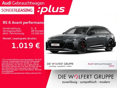 Audi Audi RS 6 Avant performance RS-SPORTAGA*STHZ*360°*AHK im Leasing von Null-Leasing