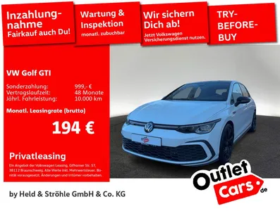 VW Volkswagen Golf GTI DSG Black Style PANO IQ.LIGHT NAVI H/K im Leasing von Null-Leasing