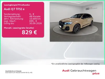 Audi Audi Q7 TFSIe qu. S line Laser B&O Pano AHK HuD 360° im Leasing von Null-Leasing