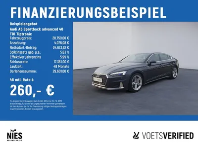 Audi Audi A5 Sportback advanced 40 TDI  Tiptronic MATRIX-L im Leasing von Null-Leasing