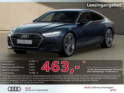 Audi Audi A7 Sportback 50 TFSI e qu 20" AHK HuD Assistenz+ im Auto Abo von Null-Leasing