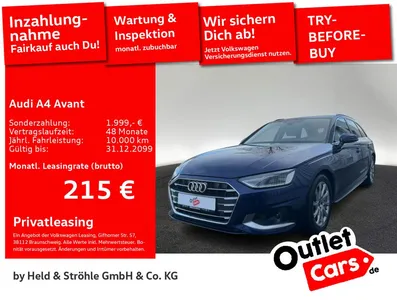 Audi Audi A4 Avant advanced 35 TDI AHK NAVI+ LED PANO SHZ im Leasing von Null-Leasing