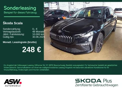Skoda Skoda Scala Selection 1.5 TSI DSG LED NAVI AHK RFK ACC im Leasing von Null-Leasing