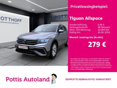 VW Volkswagen Tiguan Allspace 1.5 TSI DSG LIFE AHK NAVI ACC SI im Leasing von Null-Leasing