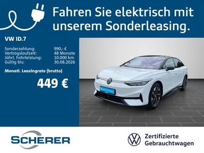 VW Volkswagen ID.7 Pro MATRIX 360°KAMERA AHK BLACK-STYLE H&K im Leasing von Null-Leasing
