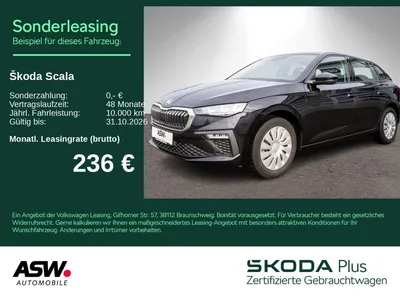 Skoda Skoda Scala Essence 1.0TSI DSG LED Klima PDC SHZ AHK im Leasing von Null-Leasing
