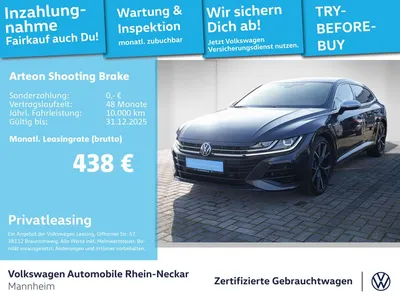 VW Volkswagen Arteon Shooting Brake 2.0 TSI R DSG Navi AHK Kam im Auto Abo von Null-Leasing