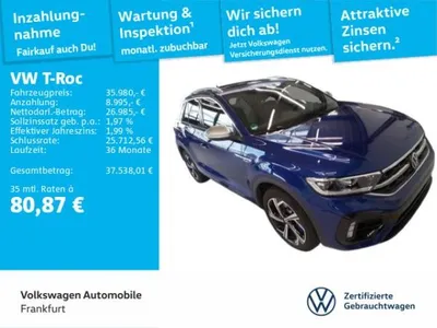 VW Volkswagen T-Roc 2.0 TSI DSG R 4Motion Navi Panoramadach Spurhalteassistent DAB+ im Auto Abo von LeasingTime