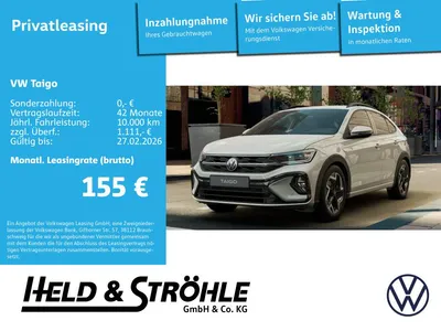 VW Volkswagen Taigo R-Line AllStar Leasing im Auto Abo von Null-Leasing