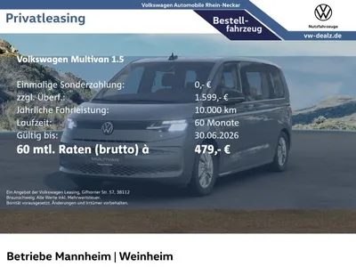 VW Volkswagen Multivan 1.5 eHybrid 4MOTION Klima ALU LED DAB im Auto Abo von LeasingMarkt.de