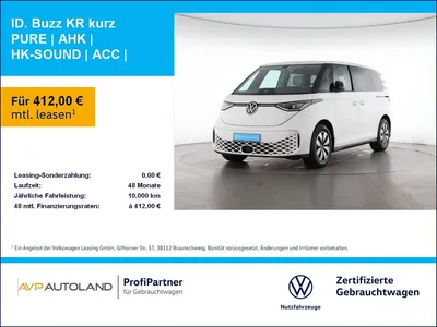 VW Volkswagen ID. Buzz KR kurz PURE | AHK | HK-SOUND | ACC | im Leasing von Null-Leasing