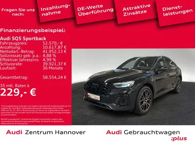 Audi Audi SQ5 Sportback 55 TDI quattro Matrix AHK Kamera im Auto Abo von Null-Leasing