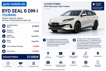 BYD BYD Seal 6 DM-i Touring Boost im Leasing von Null-Leasing