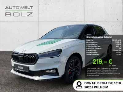 Skoda Skoda Fabia 1.5 TSI 130 Edition KAMERA ACC LED NAVI im Leasing von Null-Leasing