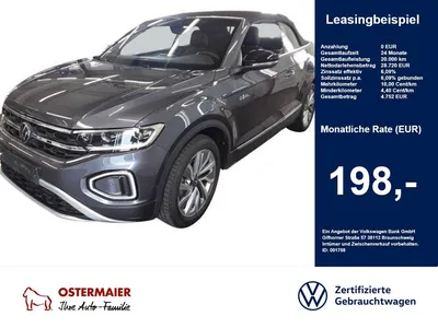 VW Volkswagen T-Roc Cabriolet GOAL 1.5TSI 150PS DSG ACC.5J-G.N im Leasing von Null-Leasing
