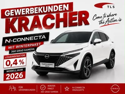 Nissan Nissan Qashqai N-CONNECTA *Gewerbekracher* weiß 158 PS Autom. 360 Grad el. Heckklappe im Leasing von LeasingMarkt.de