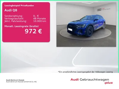 Audi Audi Q8 55 e-tron qu. S line Matrix B&O Pano HuD AHK im Leasing von Null-Leasing