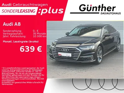Audi Audi A8 60 TFSIe QUATTRO+HUD+360°+PANORAMADACH+B&O+ im Leasing von Null-Leasing