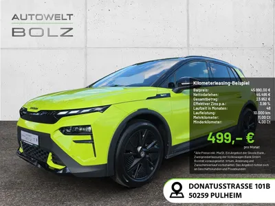 Skoda Skoda Elroq RS Lounge DCC ACC HUD NAVI MATRIX-LED 360° im Leasing von Null-Leasing