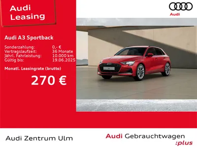 Audi AUDI A3 Sportback advanced 35 TFSI S tronic NAV R-KAM HEAD-UP im Auto Abo von Null-Leasing