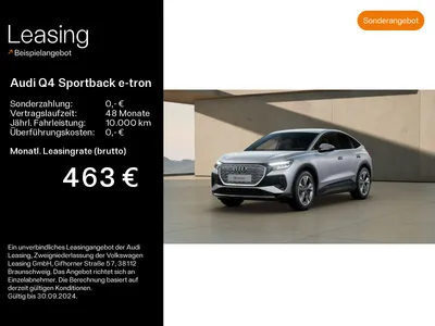 Audi AUDI Q4 Sportback e-tron 50 qu. S line AHK*LED*Navi im Auto Abo von Null-Leasing